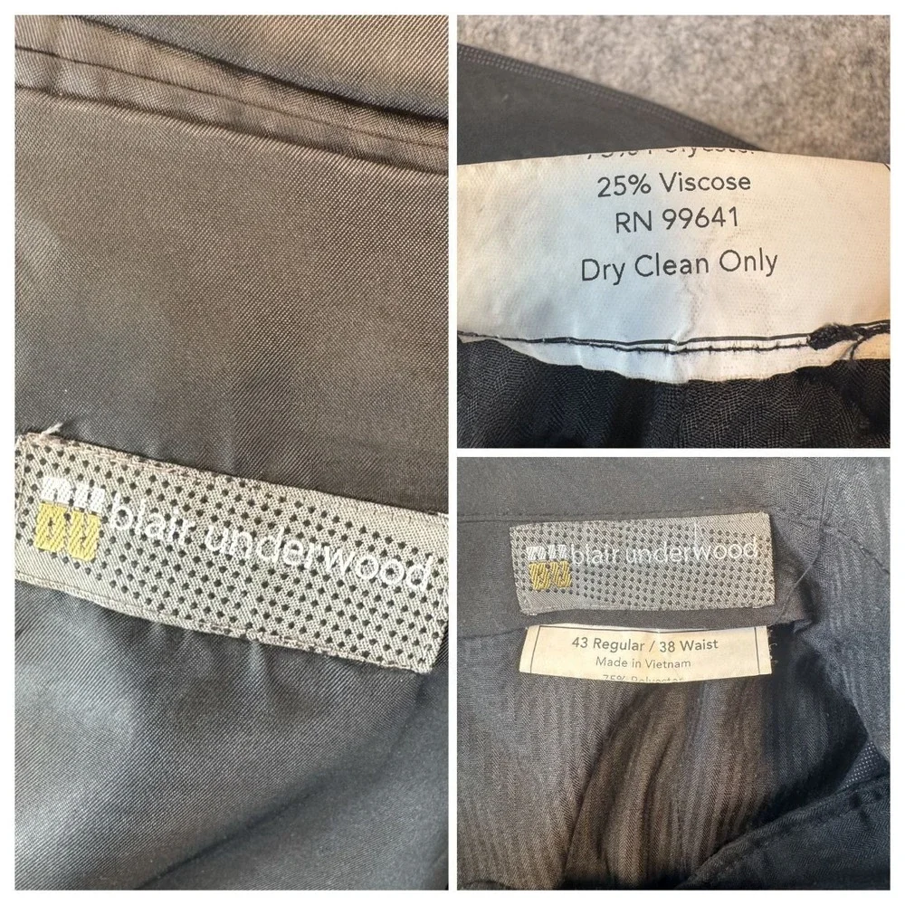 Blair Underwood BU 2-Piece Suit 43R 38W Black Micro Pattern Viscose Blend